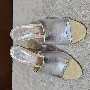 Schutz heel slide silver